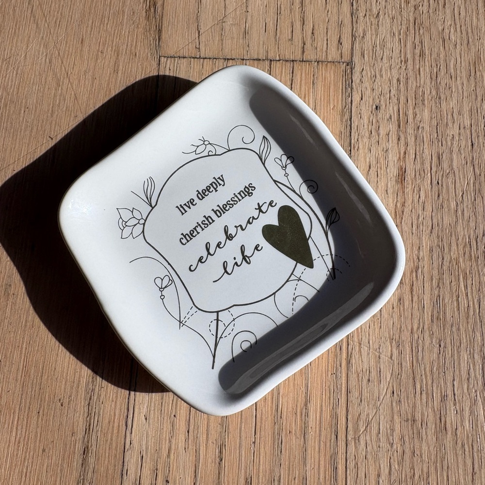 Decorative White and Gold Ceramic Trinket Tray